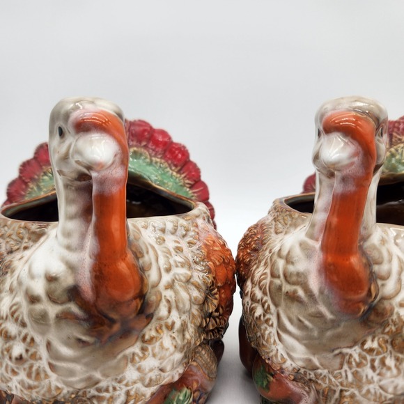 Vintage Ceramic Turkey Planter Thanksgiving Fall Decor Centerpiece - Picture 1 of 9